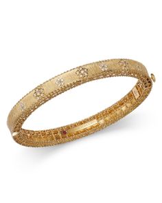 Roberto Coin 18K Yellow Gold Diamond Daisy Bangle Bracelet - 100% Exclusive Roberto Coin Bracelet Bangles, Roberto Coin Bracelet, Indian Bracelets, Sand Texture, Dream Bracelet, Coin Bracelet, Bangles Making, Roberto Coin, Bracelets Gold Diamond