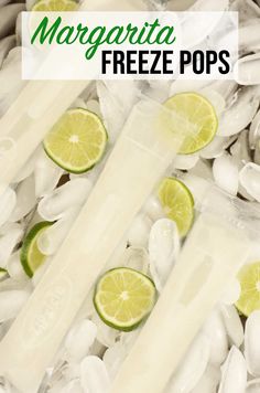 margarita ice pops with limes and marshmallows in the background text reads margarita freeze pops