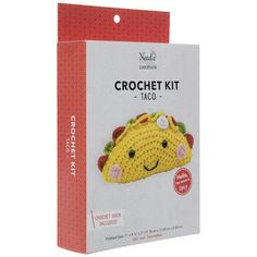 the crochet kit includes a yellow taco