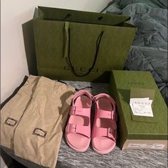 Brand New Pink Gucci Sandals Gucci Open Toe Sandals With Buckle Closure, Gucci Sandals With Buckle Closure And Open Toe, Gucci Sandals With Buckle Closure For Summer, Gucci Ankle Strap Sandals With Buckle, Gucci Ankle Strap Sandals With Buckle Closure, Gucci Open Heel Sandals With Buckle Closure, Gucci Pink Open Toe Sandals, Trendy Pink Gucci Sandals, Luxury Gucci Sandals For Vacation