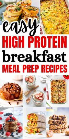 easy high protein breakfast meal prep recipe collage