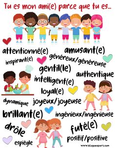 the french language poster for children's playgroupies with their names in different languages