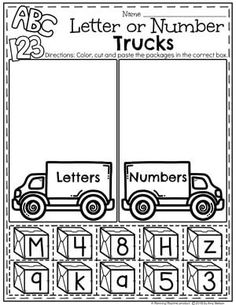 the letter or number trucks worksheet