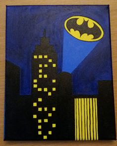 a painting of batman in the city at night