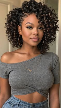 Short Haircuts for Black Women Wavy Bob Hairstyles For Black Women, Hot Hairstyles, Short Haircuts For Black Women, Black Bob Hairstyles, Unique Braids, Haircuts For Black Women, Female Inspiration, Haute Hair, Black Bob