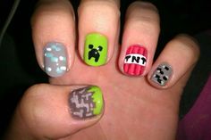 Minecraft Nails #nailart #minecraft Dnd Gel Polish, Nail Paint, Love Nails