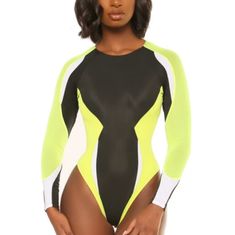 Double Lined, 86% Nylon, 14% Spandex Spring Nylon Stretch Bodysuit, Black Fitted Nylon Bodysuit, Fitted Black Nylon Bodysuit, Black Elastane Bodysuit For The Beach, Green Nylon Party Bodysuit, Green Nylon Bodysuit For Party, Spring Sports Black Bodysuit, Black Spring Sports Bodysuit, Black Sports Bodysuit For Spring