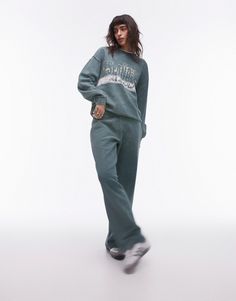 Trackies by Topshop Welcome to the next phase of Topshop Sweatshirt sold separately Elasticated waistband Side pockets Straight fit Straight Leg Sweatpants, Sweat Pant, Insta Inspo, Womens Loungewear, Co Ord, Jogging, Dark Green, Sweat Shirt, Straight Leg