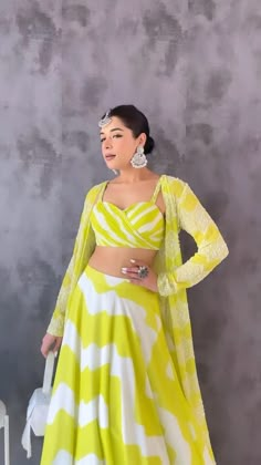 Yellow White Lehenga Choli, Lehriya Chaniya Choli, 3 Piece Indo Western Women, 3piece Dress For Women, Latest Designer Dresses Indian Style, Lehariya Lehenga Designs, 3 Piece Dress For Women Indian, Lehariya Dress Designs, Lehriya Lehenga