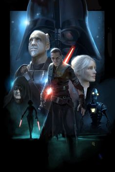 star wars the old republic wallpaper with many characters and lightsabens in front of them