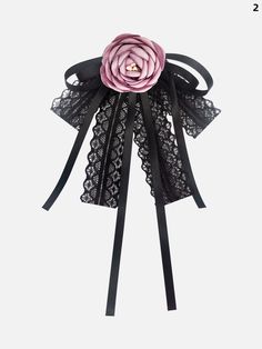 Add a touch of elegance to your outfit with our 4 colors rosette design black lace bow brooch. This exquisite brooch features a beautiful rosette design in black lace, accented with a charming bow. Available in four stunning colors, this brooch is the perfect accessory to elevate any look.   Please note that this product includes only one brooch. Black Bow Tie Brooches For Wedding, Black Bow Tie Brooch For Wedding, Elegant Rosette Brooches For Party, Black Brooch With Decorative Bow For Evening, Male Steampunk, Steampunk Fashion Female, Steampunk Fashion Male, Gothic Skirts, Men's Ties