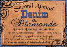 an advertisement for the second annual denim and diamonds event in front of a blue background