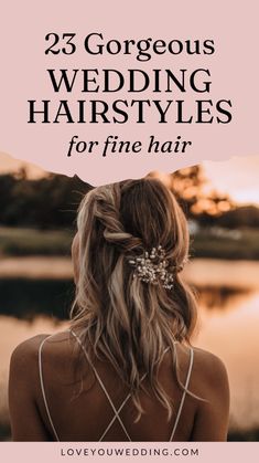 Looking for gorgeous wedding hairstyles for fine hair? We’re sharing 20+ gorgeous bridal hairstyles for thin and fine hair for the perfect wedding hair inspiration! Whether you’re looking for wedding updos, half up half down, down, and more, we have the perfect wedding hair ideas for long, medium, and short fine hair. Find the best simple, easy, boho, beach, braided and more wedding hairstyles for fine hair. Fine Hair Updo, Gorgeous Wedding Hairstyles, Wedding Updos, Best Bride