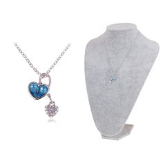 Elevate your style with the Blue Heart Pendant Heart of Ocean Colorful Jewelry Crystal Rhinestone Necklace. Featuring a unique design with two heart pendants connected together‚Äîone blue and one colorful‚Äîthis necklace adds radiance and beauty to any outfit, making it a stunning fashion accessory for all occasions. Blue Heart Pendant Clavicle Chain Jewelry, Blue Heart-shaped Clavicle Chain Necklace, Blue Heart Shaped Clavicle Chain Necklace, Blue Heart Clavicle Chain Necklace, Blue Double Heart Necklaces For Gifts, Blue Double Heart Necklace For Gift, Blue Heart Charm Necklace For Valentine's Day, Blue Heart Pendant Necklace With Heart Beads, Blue Heart Necklace With Heart Beads Pendant