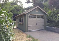 a garage in the middle of some trees