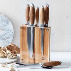 Schmidt Brothers Kitchen Cutlery Schmidt Brothers - Acacia Midtown Magnetic Knife Block, Universal Storage For Up to 8-10 Cutlery, Acacia Hardwood and Acrylic Shield Holiday Roasts, Magnetic Knife Blocks, Boning Knife, Knife Block Set, Cutlery Sets, Japanese Knife, Stainless Steel Cutlery, Bread Knife, Paring Knife