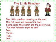 five little reindeers are standing next to each other