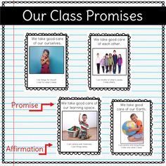 four pictures with the words, our class proms and an arrow pointing to each other