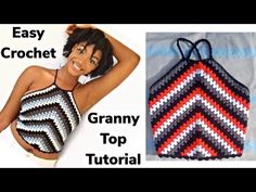 (4) Crochet granny halter top tutorial(full coverage) / crochet halter top tutorial - YouTube Full Coverage Crochet Top, Granny Triangle Top, Crochet Granny Stitch Top, Tank Top Pattern Free, Granny Stitch Top, Diy Crochet Halter Top, Halter Top Tutorial, Granny Square Halter Top, Crochet Tank Top Free Pattern