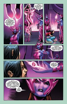 a comic page with an image of a woman in purple