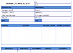 an invoice form with the words delivery goods receipt