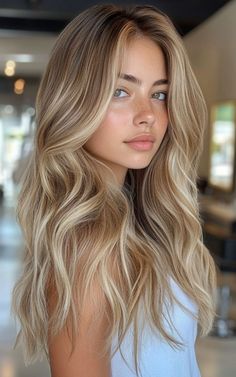 Low Maintenance Balayage Blonde, Balayage On Natural Blonde Hair, Blonde Hair Inspiration Balayage, Natural Blonde Hair Highlights, Color Blonde Hair Ideas, Long Hair Styles Blonde, Belliage Hair Blonde, Fall Hair Colors Long Hair, Rooted Balayage Blonde