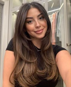 Layered And Face Framed Hair, Layers In Brunette Hair, Face Frame And Long Layers Haircut, Long Layers With Curtain Bangs And Face Framing, Balayage Hair Layers Face Framing, Face Frame Layers Haircut, Long Hair Layers Straight Brown, Long Layers Hair With Face Framing, Long Hair Framed Around The Face