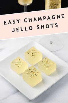 easy champagne jello shots on a white plate