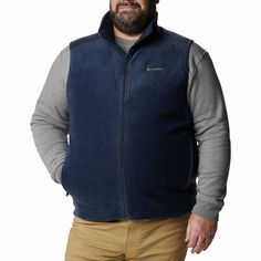 This Columbia vest is the perfect addition to any outfit, adding an additional layer of warmth and style.PRODUCT FEATURES Lightweight Zippered hand pockets Zip front Sleeveless Collared necklineFIT & SIZING Regular fit 30''-32'' length (approximate)FABRIC & CARE Polyester Machine wash Imported Size: 4XL Tall. Color: Collegiate Navy. Gender: male. Age Group: adult. Pattern: Solid. Casual Sleeveless Vest With Fleece Lining, Blue Sleeveless Vest For Outdoor Activities, Columbia Vest, Big & Tall, Fabric Care, Front Zipper, Product Features, Columbia, Age Group