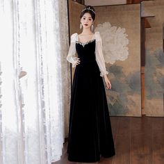 Elegant long black formal dress long sleeved adl118. Click to shop now. Free stable shipping world-wide! Black Formal Dress Long, Long Black Formal Dress, Bling Prom Dresses, Long Black Dress Formal, Formal Dress Long, Dresses Elegant Long, Chic Bridesmaid Dresses, Vintage Shift Dress, Black Formal Dress