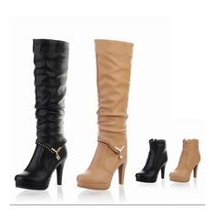 Long Leather Boots, Knee High Boots Winter, Boots Female, Unique Boots, Women's Motorcycle Boots, Leather High Heel Boots, High Heeled Boots, Rhinestone High Heels, Leather Boots Heels