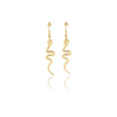 Snake 'Rebirth' Earrings -  Gold Upcycled materials Elegant Yellow Gold Snake Earrings, Snake-shaped Yellow Gold Earrings For Gift, Yellow Gold Snake-shaped Earrings Gift, Yellow Gold Snake-shaped Earrings, Yellow Gold Snake Shape Earrings, Serpentine Necklace, The Serpent, Snake Pendant, Just Style