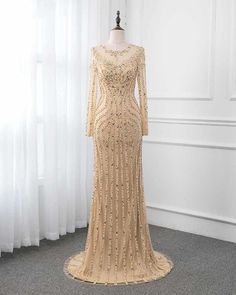 Luxury Heavy Beading Sparkle Mermaid Long Vestido De Festa Formal Pageant Gown PL6654 Long Sleeve Evening Dress, Muslimah Wedding Dress, Womens Winter Dresses, Pageant Gown, Soiree Dress, Cheap Evening Dresses, Long Sleeve Evening Dresses, Pageant Gowns, Mermaid Evening Dresses