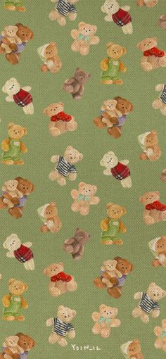 a green background with teddy bears on it