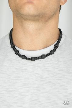 Paparazzi Rock Art Black Men's Short Necklace Bling Necklace, Mens Braids, Brown Necklace, Medallion Necklace, Paparazzi Accessories, Black Chain, Men's Necklace, Paparazzi Jewelry, Short Necklace