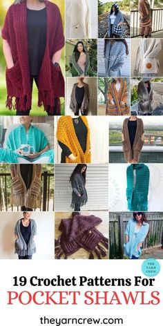 the crochet patterns for pocket shawls are easy to make and can be made in any size