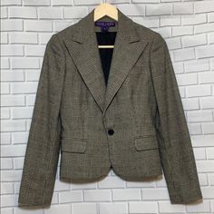 This Is A Soft, Gorgeous Jacket, Single Button, Lightly Padded Shoulders, Faux Front Pockets. Measures 17" Laid Flat At Underarms, 21" In Length, Waist Is 14.5". In Very Good Pre-Owned Condition. Normal Wear And Tear Noted, But No Flaws Or Damage. Please Review Pictures And Feel Free To Ask Any Questions Or For More Pictures Prior To Purchasing. Purple Label, Ralph Lauren Purple Label, Blazer Suit, Suit Jacket, White And Black, Cashmere, Jackets For Women, Jackets & Coats, Ralph Lauren