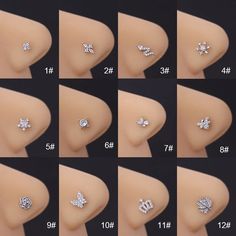 multiple images of different types of rings on a mannequin's head,