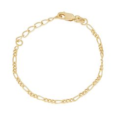 "Accessorize your little one's outfit with the classic style of this sterling silver figaro chain bracelet.CHAIN DETAILS Type: figaro Length: 4.5 in. with 1.5-in. extender Width: 2.25 mm Weight: 1.7 grams Clasp: lobster-claw Metal: sterling silver   Size: 4.5"". Color: Yellow. Gender: female. Age Group: kids." Classic Adjustable Figaro Chain Bracelets, Adjustable Figaro Chain Bracelet, Classic Adjustable Figaro Chain Bracelet, Adjustable Classic Figaro Chain Bracelet, Adjustable Gold Figaro Chain Bracelet As Gift, Adjustable Yellow Gold Figaro Chain Bracelet, Silver Figaro Chain, Heart Anklet, Jewelry Clasps