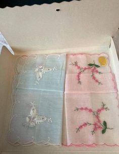 Vintage hankies new old stock in original gift box all cotton | Etsy Embroidered Pink Handkerchiefs For Gifts, Pink Embroidered Handkerchiefs For Gift, Vintage Pink Floral Embroidered Handkerchiefs, Vintage Blue Handkerchiefs With Floral Embroidery, Blue Vintage Handkerchiefs With Floral Embroidery, Pink Vintage Handkerchiefs With Floral Embroidery, Retro Pink Handkerchiefs As Gift, Vintage Handmade Handkerchiefs As Gifts, Handmade Vintage Handkerchiefs As Gift