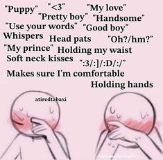 an image of two cartoon faces with the caption'puppy, pretty boy, and my love use your words