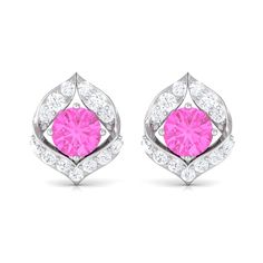 Product Details Go trendy with these exquisite Pink Sapphire Stud Earrings. These petal earrings showcase a round Pink Sapphire center stone encircled by sparkling diamonds in an intricate petal design, delivering a luxurious and eye catching aesthetic. Whether youre getting ready for a special occasion or looking to add some dazzle to your everyday attire, these earrings are the ideal choice. They are also equipped with a reliable screw back closure for added convenience and security. Product I Wedding Pink Sapphire Earrings, Pink Brilliant Cut Round Earrings, Pink Sapphire Round Earrings As Gift, Luxury Pink Sapphire Earrings For Gift, Luxury Pink Sapphire Earrings, Sapphire Earrings Studs, Sapphire Studs, Sapphire Earrings, Sparkle Diamonds