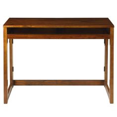 a small wooden table with one drawer on the top and two shelves below it, against a white background