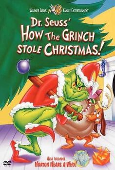 dr seuss's how the grin stole christmas dvd with an image of santa claus