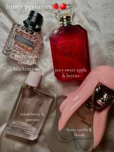 smelling sweet & fruity >>> #perfume #perfumesforwomen #fruityperfume #kayali #burberryher #perfumecollection #borninroma #caseyyy914 Fruity Perfume, Fruity Scents, Fragrance Lab, Fragrances Perfume Woman, Body Hygiene, Perfume Collection Fragrance, Shower Skin Care, Body Smells, Perfume Fragrance