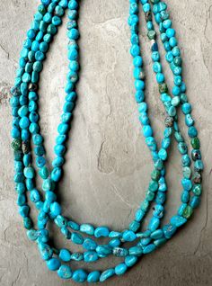 Turquoise Mountain (Arizona) 5 - 9mm Graduated Nugget Beads Turquoise Multi-strand Necklace With Gemstone Beads, Multi-strand Turquoise Necklace With Natural Stones, Turquoise Necklace With Oval Beads And Single Strand, Turquoise Multi-strand Polished Beads, Multi-strand Polished Turquoise Beads, Turquoise Necklace With Polished Oval Beads, Robin's Egg Blue, Dark Turquoise, Robins Egg Blue