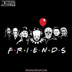 the friends movie poster with balloons and masks on it's face, which reads friends