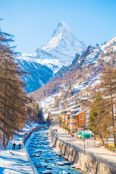 an instagram page with the image of a mountain in the background and snow on the ground