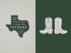 a pair of cowboy boots sitting next to each other on a white and green wall