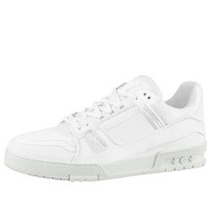 LOUIS VUITTON LV Trainer sneakers 'White' 1A9G50 White Low-top Skate Shoes With Embossed Logo, Classic White Sneakers With Laces, Luxury White High-top Sneakers With Embossed Logo, White Low-top Custom Sneakers With Embossed Logo, Modern White Sneakers With Embossed Logo, White Lace-up Skate Shoes With Embossed Logo, White Luxury Low-top Sneakers, Luxury White High-top Sneakers With Laces, Luxury White Sneakers With Boost Midsole